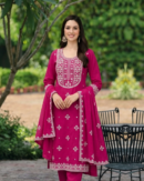 ​Exclusive Vibrant Magenta Handicraft One-Piece