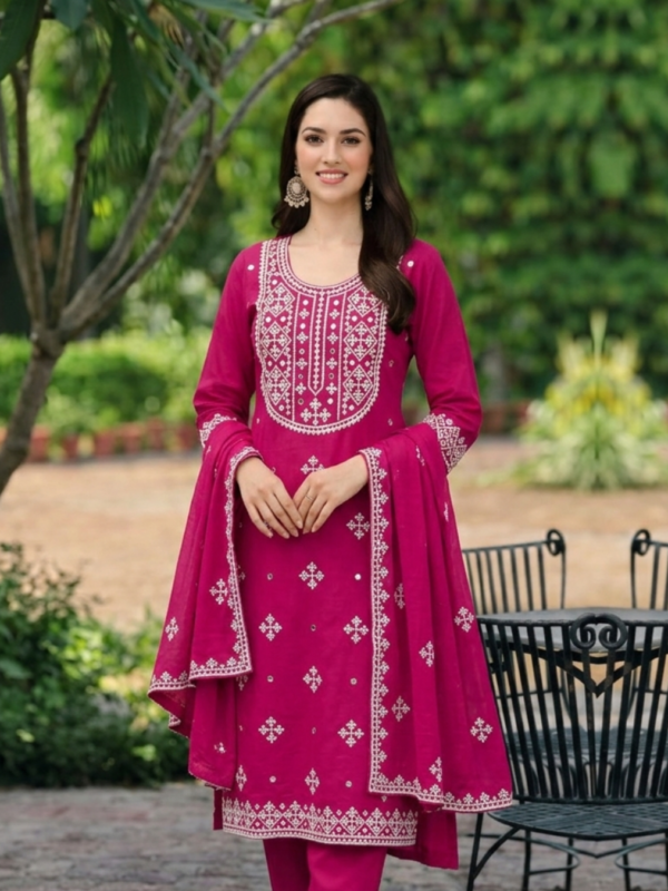 ​Exclusive Vibrant Magenta Handicraft One-Piece