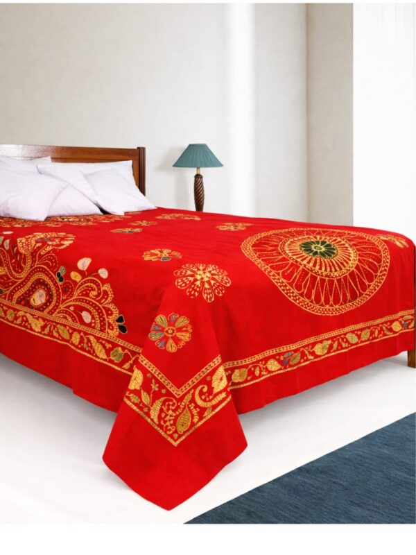 Hand-Embroidered Nakshi Kantha Bedspread