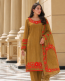 Traditional Olive & Red Handicraft Three-Piece