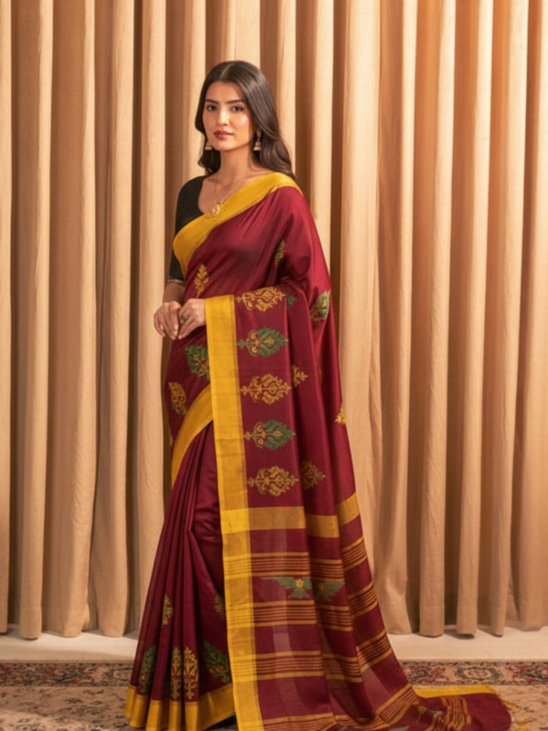 Premium Maroon Manipuri Handloom Saree
