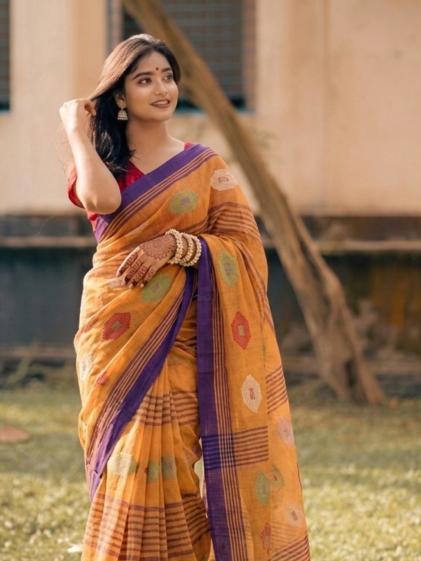 Mustard Gold Yellow Manipuri Handloom Saree