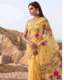 Traditional Lavender & Mustard Yellow Manipuri Handloom Saree