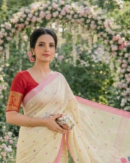 Exquisite Off-White Tangail Jamdani Saree