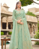 Graceful Mint Green Handloom Tangail Jamdani Saree