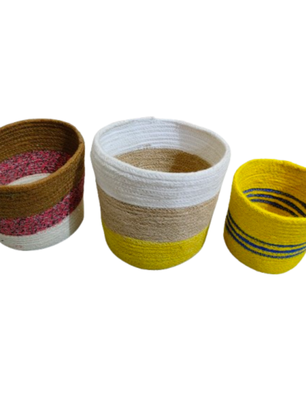 Set of 3 Coiled Jute Planter Baskets